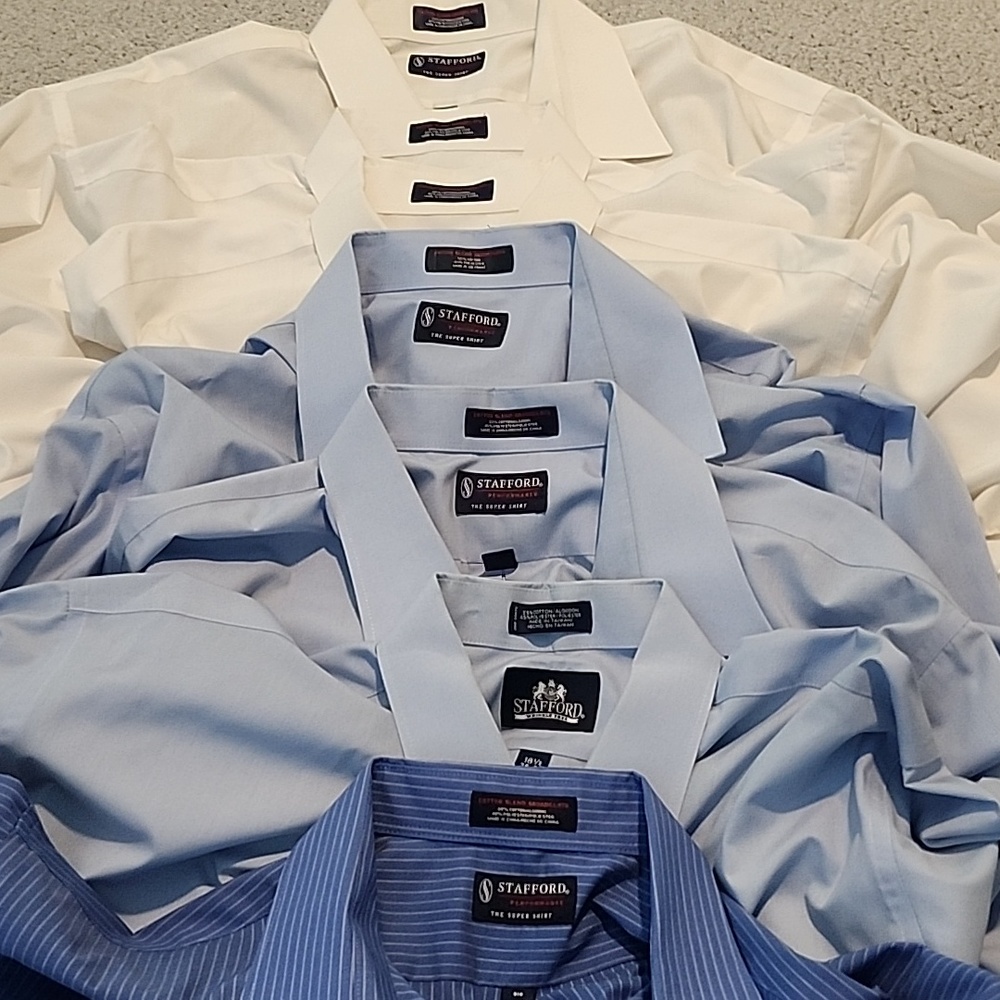 7 Shirt Bundle Safford Performance Dress shirts ALL size 18.5-19 36/37
